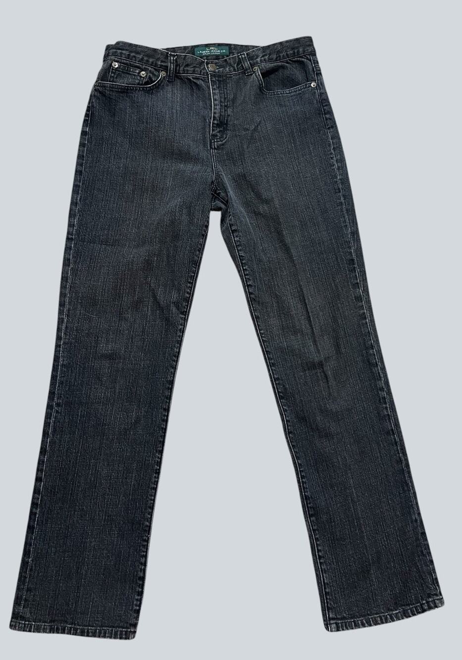 Vtg Ralph Lauren LRL Jeans Faded Black Classic Straight Mid Rise Denim Womens 10
